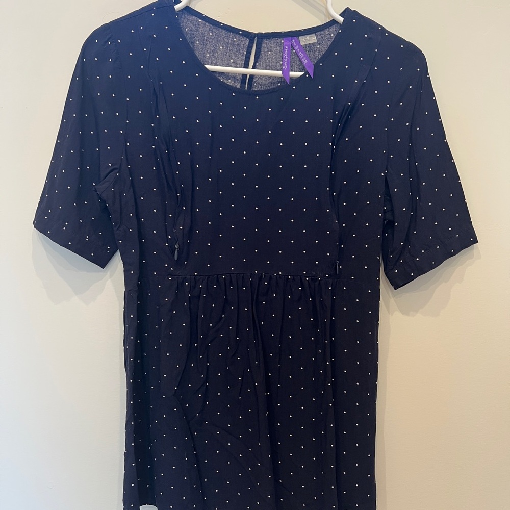 Seraphine Maternity Nursing Top - Navy Polka Dot